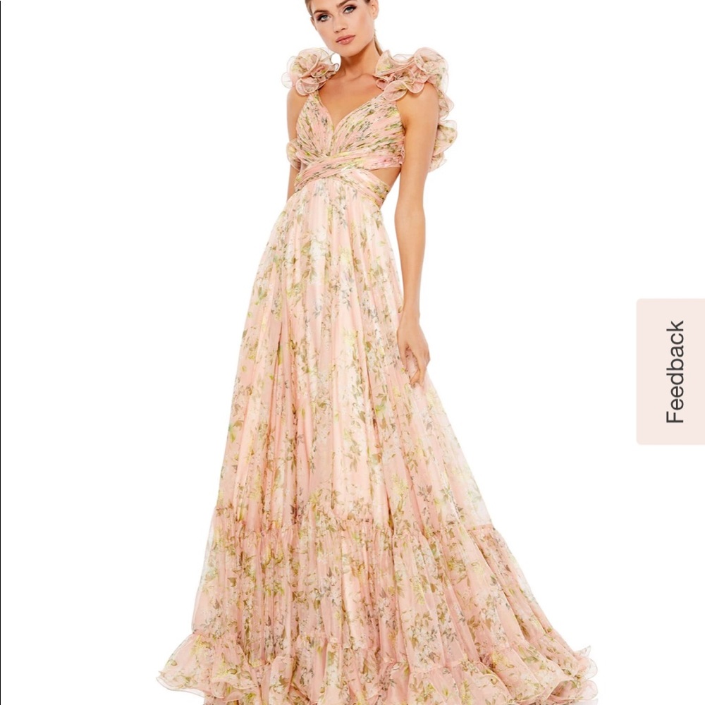 MAC DUGGAL Gorgeous chiffon maxi dress with cut-out sides and back, stunning!!!!